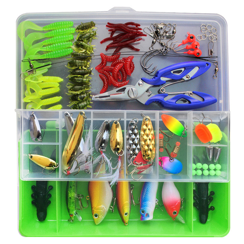 101pcs Fishing Lures Kit for Freshwater Bait Tackle Kit for Bass Trout Salmon Fishing Accessories Tackle Box Including Spoon Lures Soft Plastic Worms Crankbait Jigs Fishing Hooks