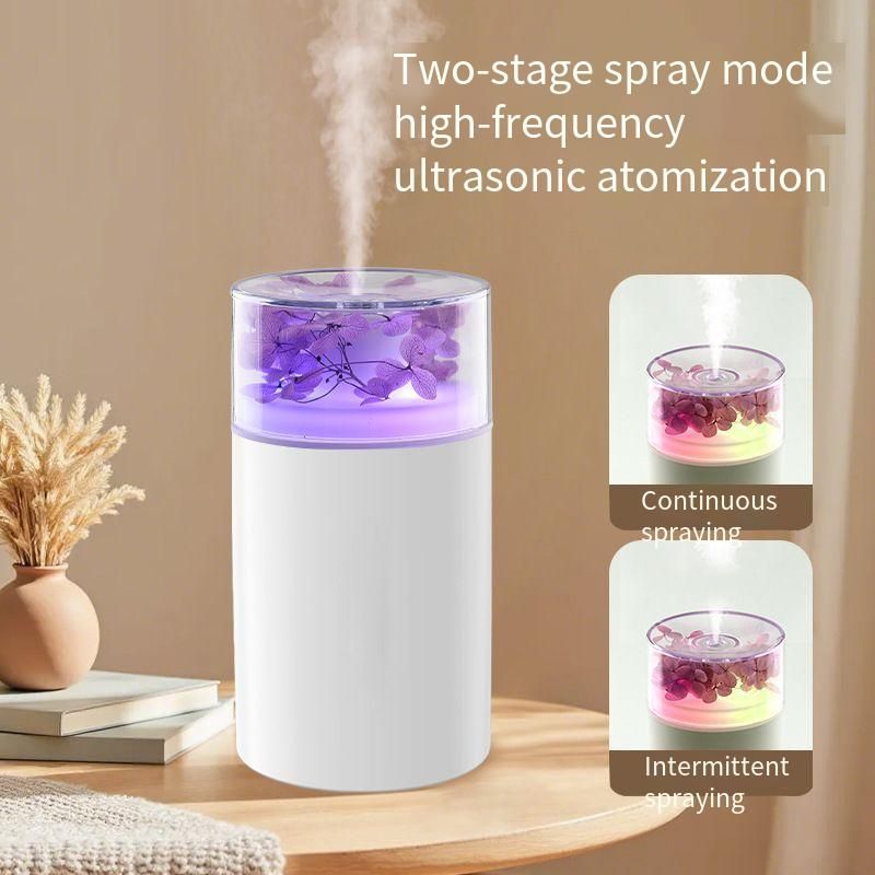 300ml Preserved Flower Humidifier, 2-Speed Ultrasonic Cool Mist Humidifier with Dimmable RGB Night Light, USB Portable Humidifier with Auto Shut-Off, Quiet Desktop Humidifier for Car, Office, Bedroom, Travel, Home, Plants, Baby Use