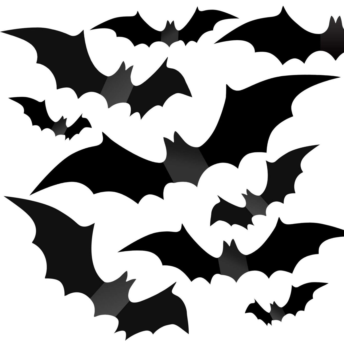 BF09 Halloween Party Indoor Outdoor Decor Supplies, 56 PCS Reusable PVC 3D Decorative Scary Bats Wall Sticker Comes with Double Sided Foam Tape