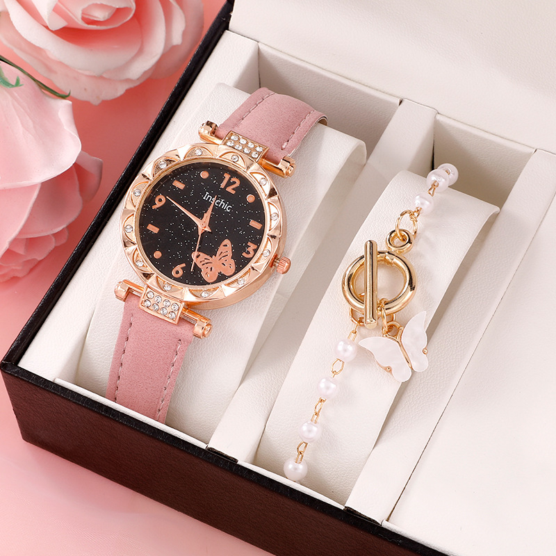 SW1382 women's watch set butterfly starry sky design fashion girls watch  bracelet set