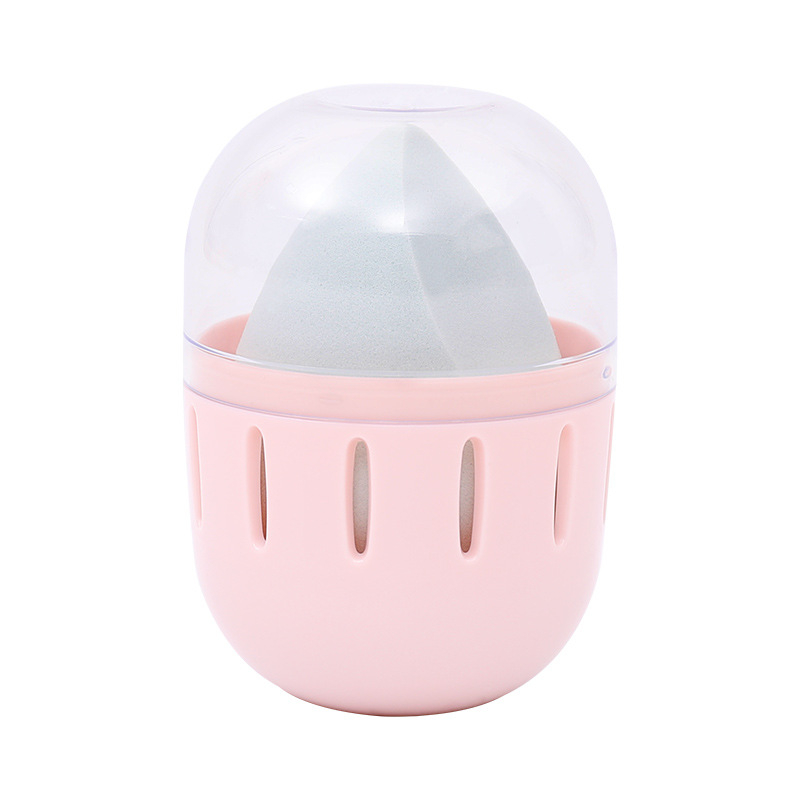 Makeup Sponge Holder Beauty Cosmetic Egg Sponge Organizer Case Container Stand Dust free with Clear Lid for Girls Women Wife in Handbags Travel Luggage Pink Durable Washable Reusable,Pink