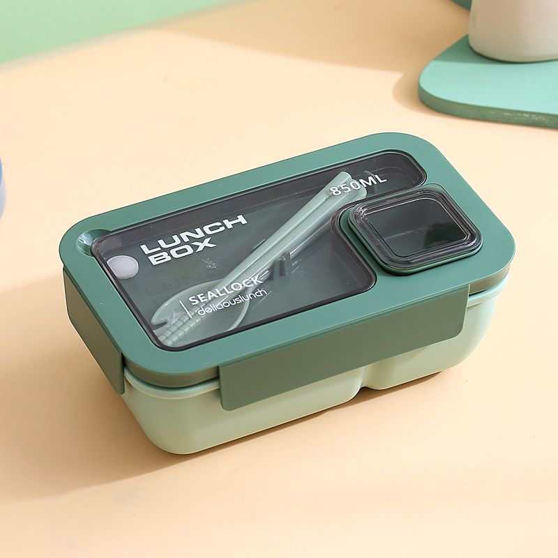 Handheld Compartmentalized Lunch Box Microwave Heat Student Lunch Box Office Worker Simple Light Food Lunch Box Kitchen Dining Storage Travel To-Go Food Containers