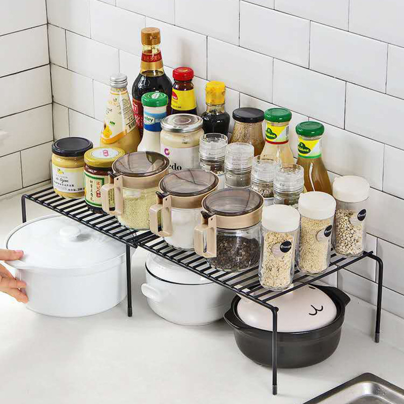 Expandable Cabinet Organizer Shelf, Kitchen Cupboard Organizer, Free Standing Spice Rack, Retractable Storage Racks for Bathroom, Countertop, Pantry