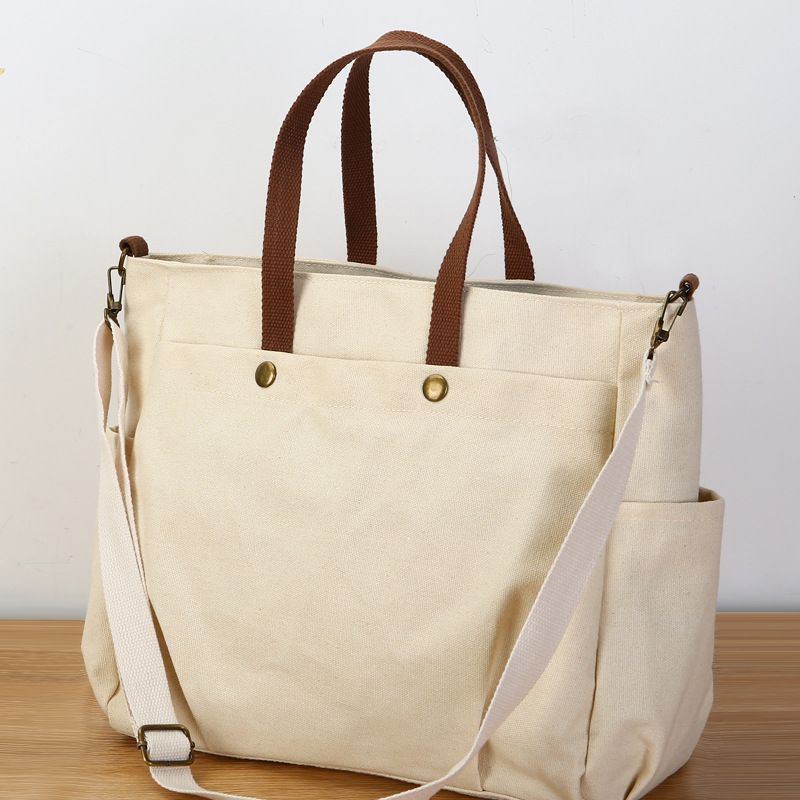 Original Thickened Canvas Tote Bag for Women, Minimalist Versatile Casual Crossbody Handbag, Literary Shoulder Purse for Student & Daily Commute
