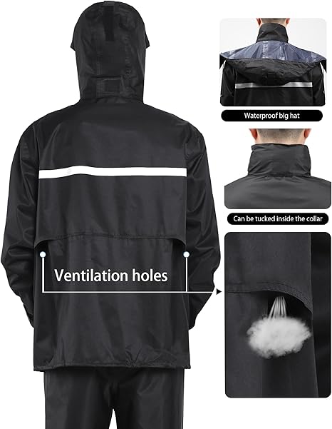 Rain Suit Waterproof Jacket and Trouser Suit Raincoat for Men and Women Outdoor All-Sport Breathable Anti-storm, XXXL fit 180CM 80KG3XL for 175-185CM