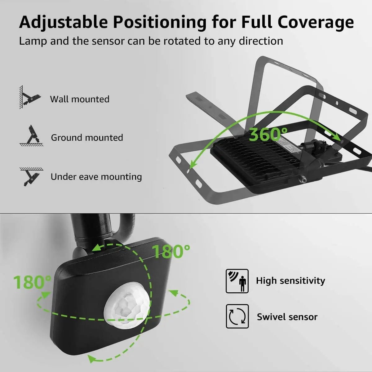AUNONT LED Sensor Floodlight 20W 30W 50W IP65 Outdoor Waterproof Garden Corridor Light Body Light Control Floodlight Motion Sensor Reflector LED Floodlight Outdoor 10W Motion Sensor Reflector LED Floodlight 50W 100W 150W Garden Lighting Spotlight