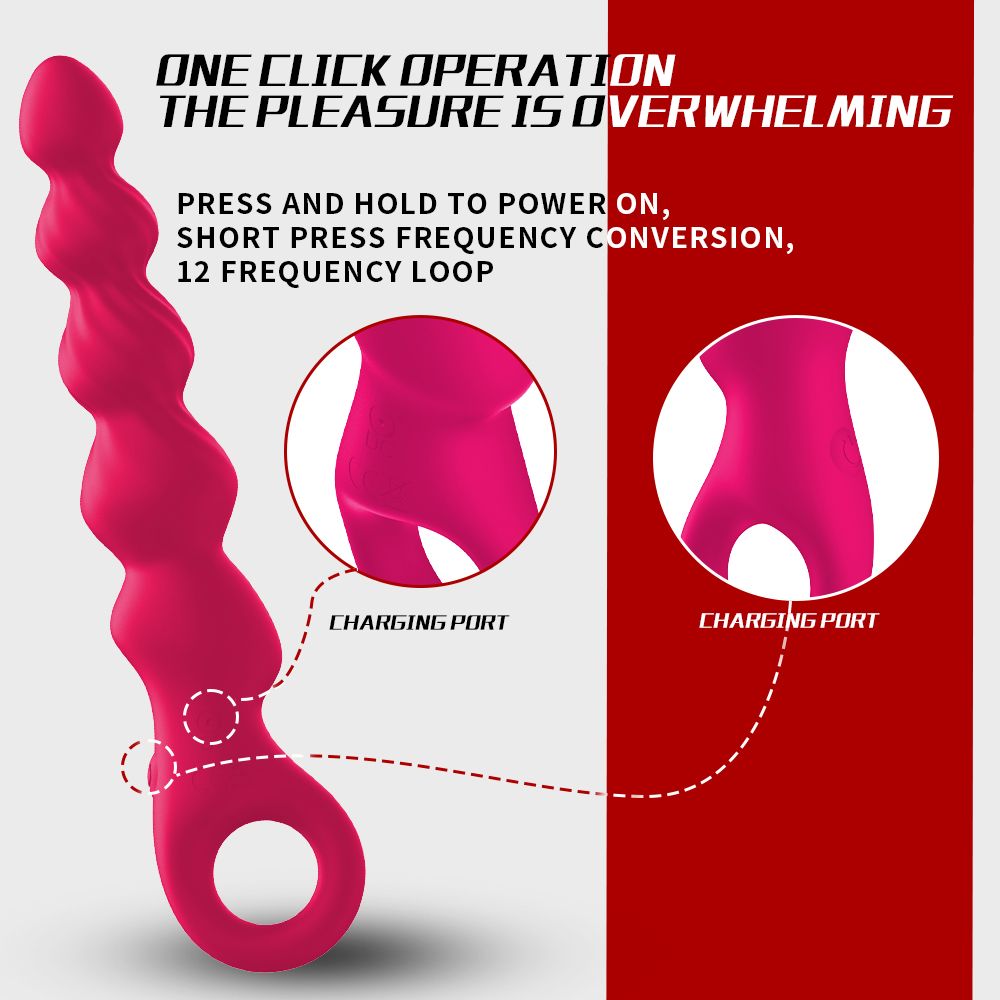 YY810 Anal Beads Sex Toys for Men, Anal Vibrator with Pull Ring Design Adult Toys Prostate Massager with 2 Powerful Motors & 12 Vibrating Modes, Male Sex Toys Dildo Anal Butt Plug for Men Women Couples
