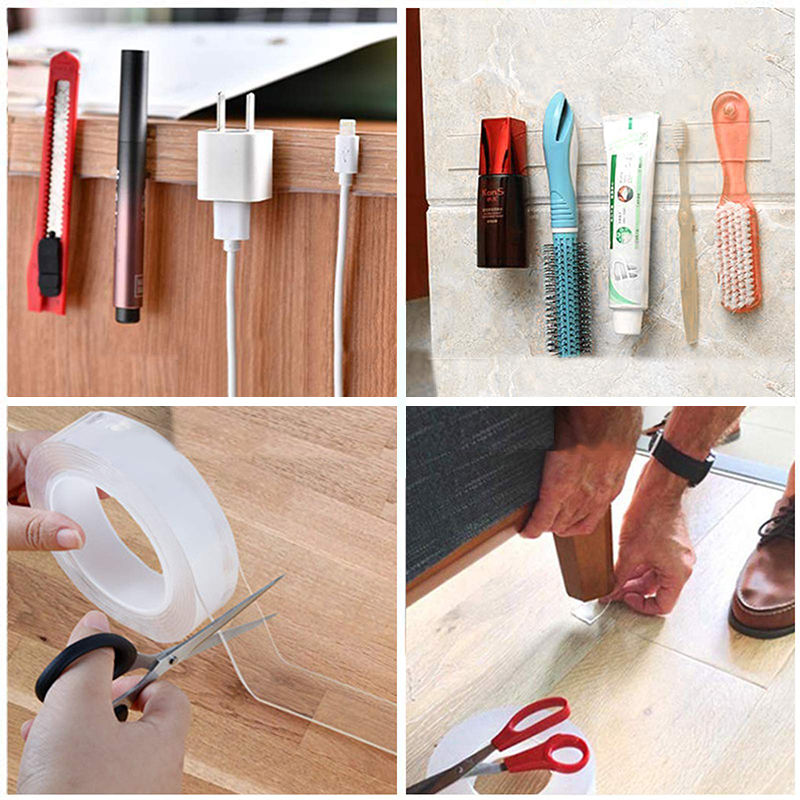 HF809 Double Sided Tape Heavy Duty, Multipurpose Removable Mounting Tape Adhesive Grip,Washable Strong Sticky Wall Tape Strips Transparent Tape Poster Carpet Tape for Paste Items,Household