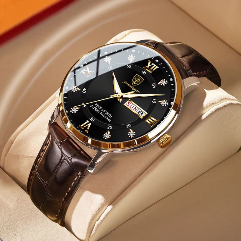 Men'S New Waterproof Luminous Watch Belt Style Quartz Watch
