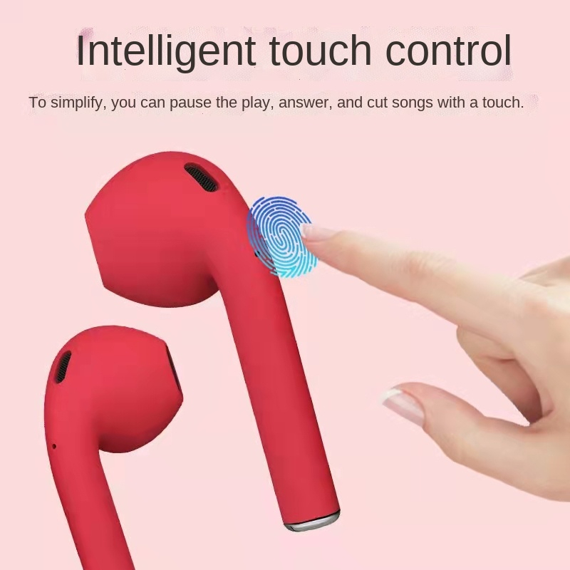 Macron INPODS12 Bluetooth headset touch in-ear Bluetooth headset mini cute (Red )