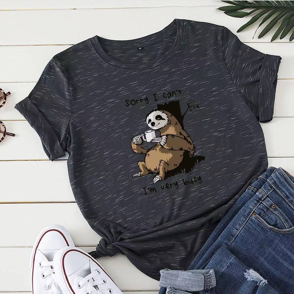 DX033# Women Slogan Print Tee T-Shirt