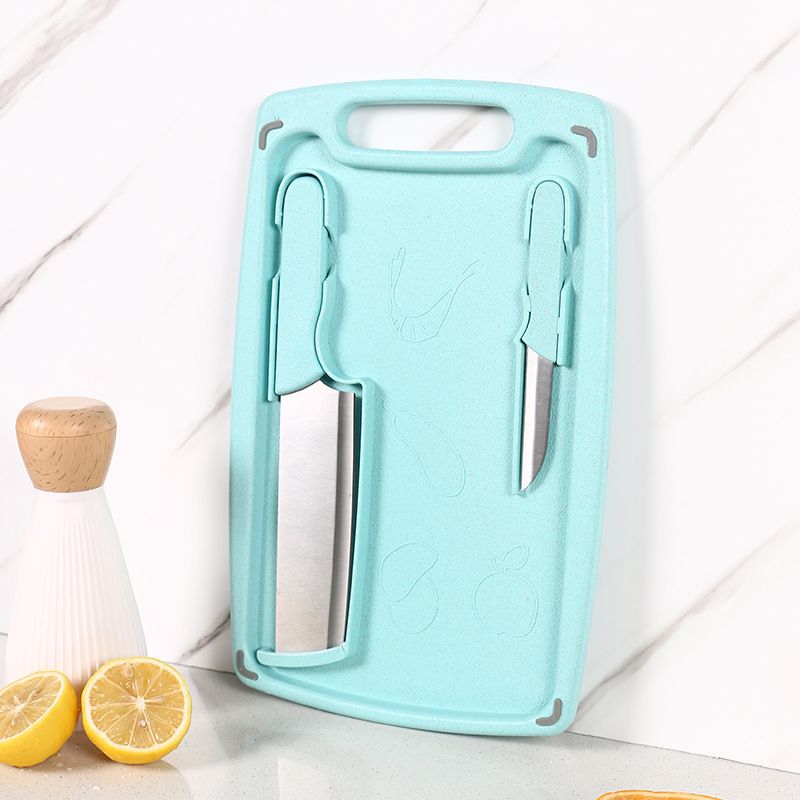 KM-7034 Kitchen Cutting Board Plastic 3-in-1 Multi-functional Durable Chopping Board with Knife Set