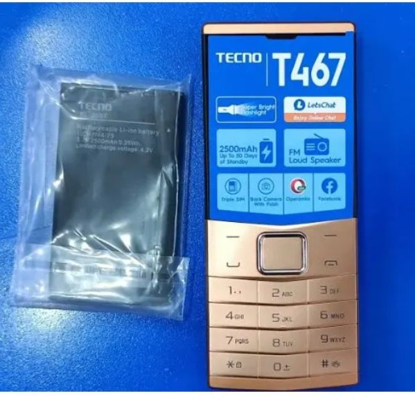 Tecno T467 - Triple Sim -  0.08MP Back Camera -2.8" QVGA Screen display - Bright Flash Light - FM Radio - Loud Speaker - Bluetooth Connectivity - Expandable Micro SD up to 64GB - Opera Mini