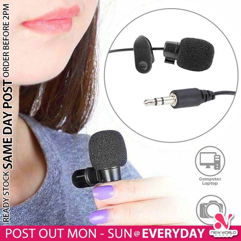 《 phone /PC  》3.5mm Clip On Mini Mic Handsfree Macbook Laptop High Sensitivity Lavalier Lapel Microfon Mobile Phone Microphone