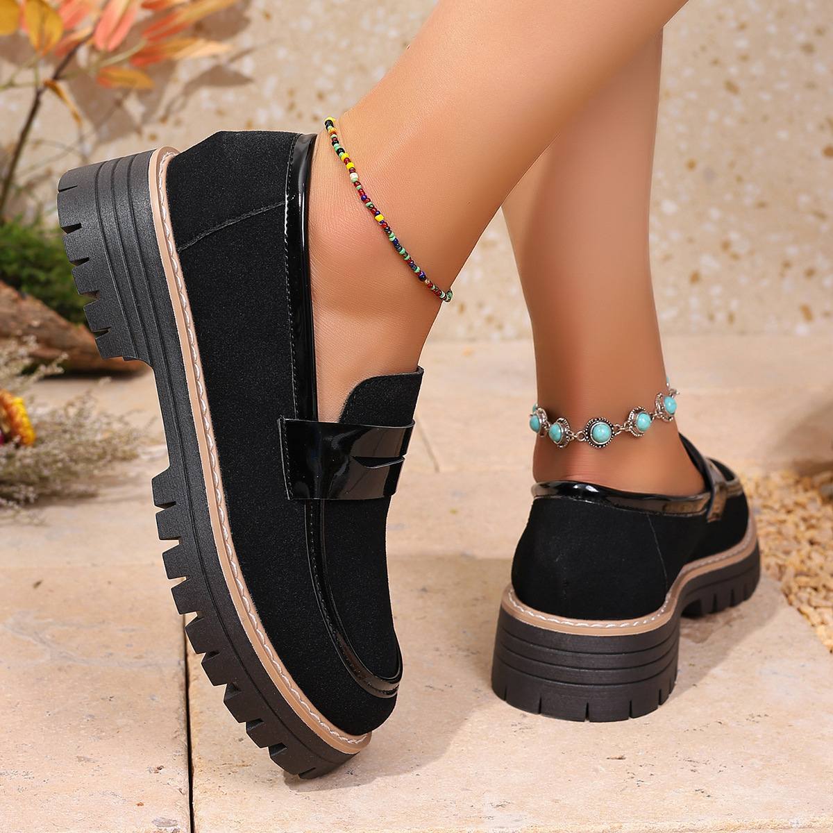 British wind small leather shoes female spring and autumn 2025 new fashion all kinds of retro match color casual thick heel platform single shoes