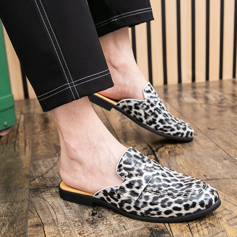 Youth Men Leisure Cool Mules Man Summer Slippers Fashion Casual Leather Loafers Flats Shoes Pu Breathable Slip On Footwears For
