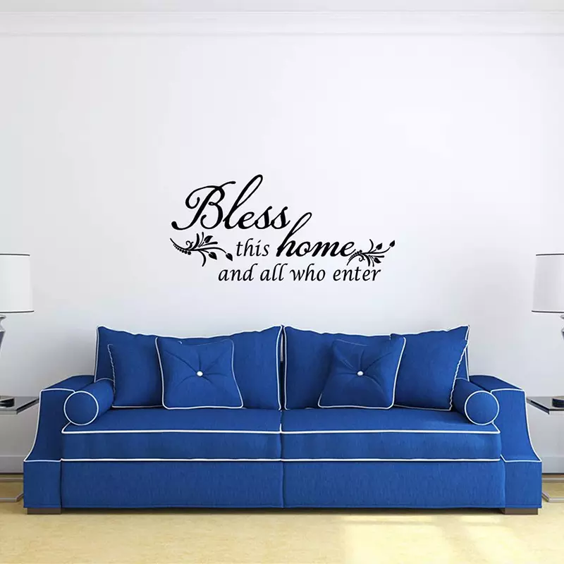 Bless This Home and All who Enter - Vinyl Wall Decal Entryway Living Room Décor Art Letters Quotes Stencil