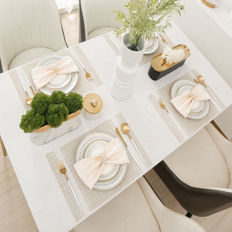 Createshao PVC Vinyl Placemats for Dining Table Set,Heat Resistant Place Mats,Non-Slip Stain Resistant Kitchen Table Place mat