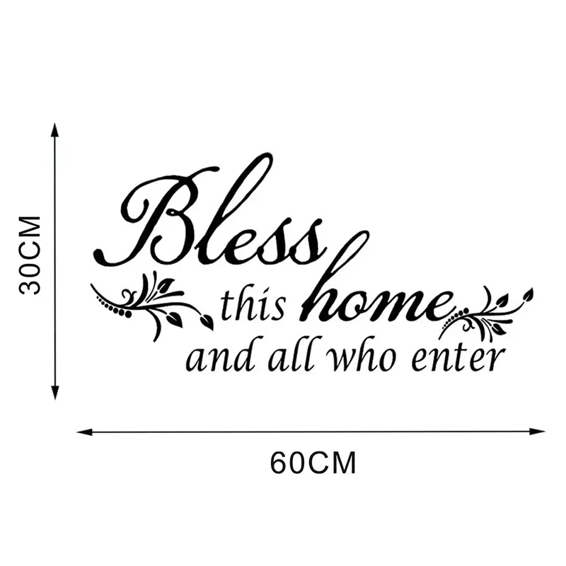 Bless This Home and All who Enter - Vinyl Wall Decal Entryway Living Room Décor Art Letters Quotes Stencil