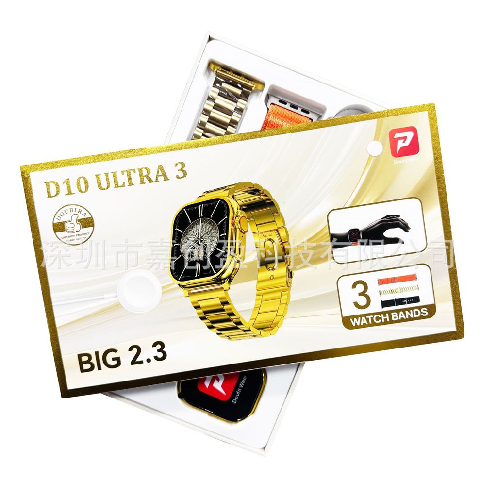 Ultra3 smartwatch Bluetooth call+genuine screw buckle+heart rate detection gold watch