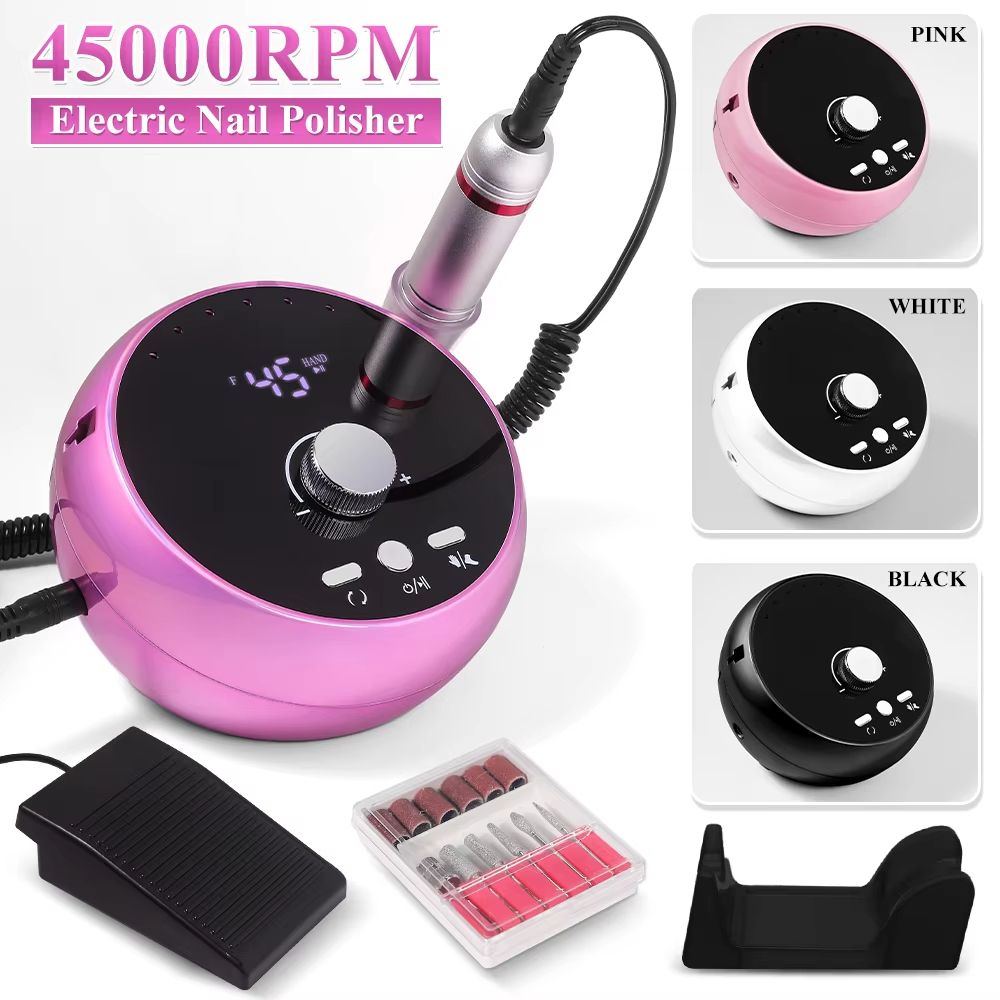 DMJ-203 Professional Manicure Drill Machine 45000RPM Electric Nail Drill Machine White Pink Purple Nail Sander Gel Cuticle Remove