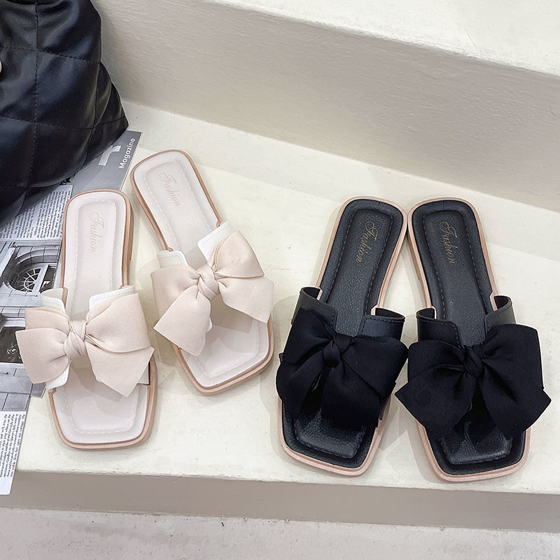 Women's Bowknot Slippers Flat Non-slip Sandals