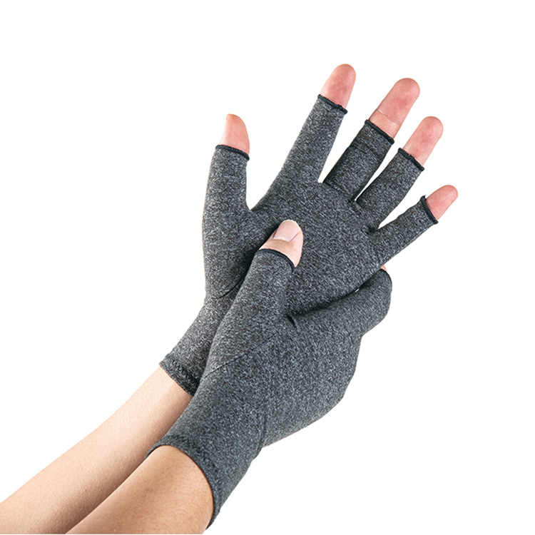 FKS07415 Duerer Arthritis Compression Gloves Women Men for RSI, Carpal Tunnel, Rheumatiod, Tendonitis, Fingerless Gloves for Computer Typing and Dailywork (Gray)