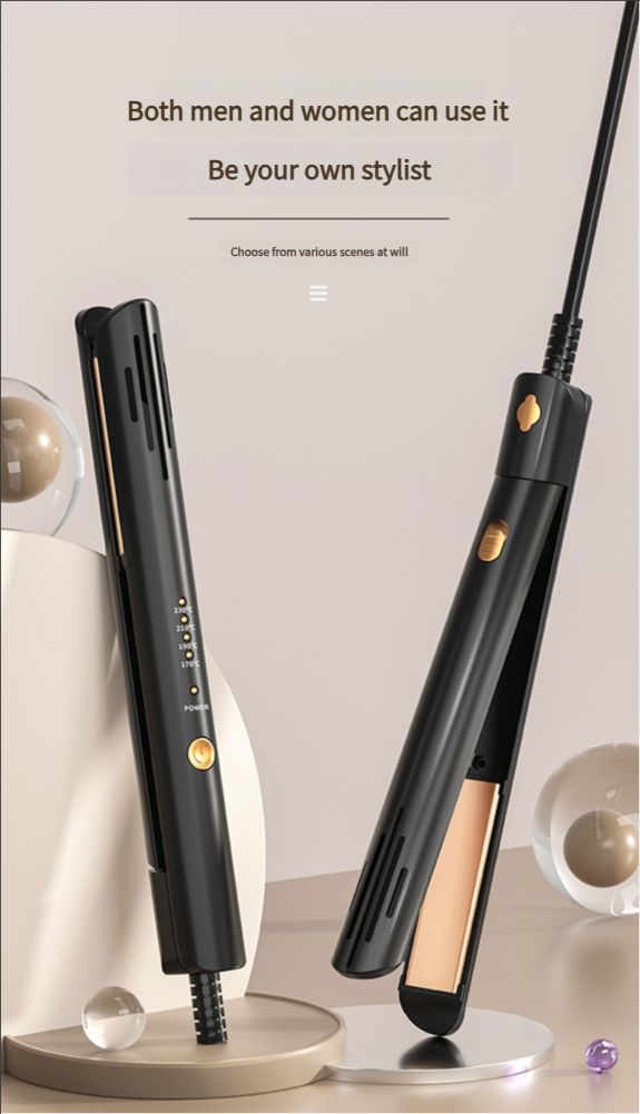 New style hair straightener curling iron straight and curly dual-purpose plywood curling iron bangs inner buckle small straight hair clip
