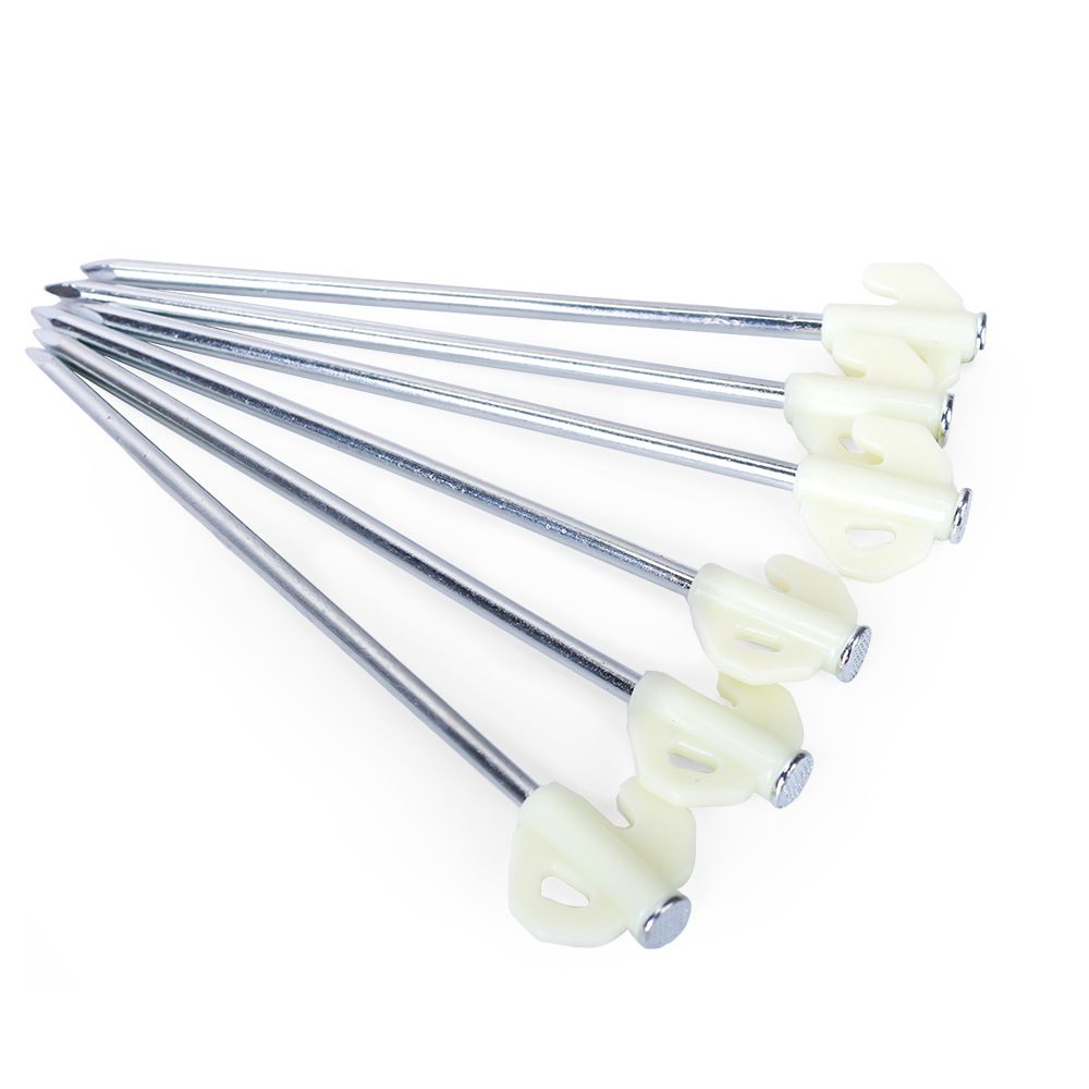 6pcs Tent Stakes Heavy Duty Metal Ground Stake Camping Nails Pop Up Pegs Luminous Garden Stable Fixed Anchor Hook for Outdoor Pile Tarp Traveling Hiking Gear Equipment 8-inch 20CM