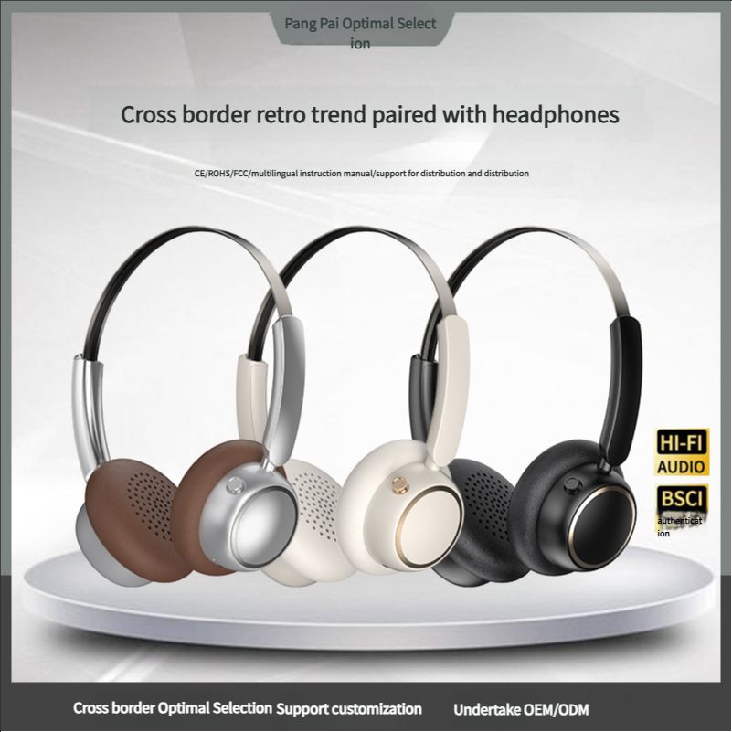Vintage wireless Bluetooth headset with long battery life for sports wear and music noise cancelling headphones
