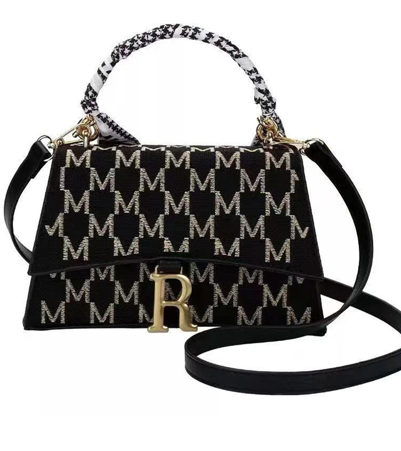 8357 Women's New R Letter Small Square Bag Zipper Carrying Shoulder Bag