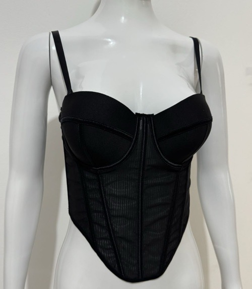 Tank top, black sexy irregular fishbone babes top, corset, outer suspenders, waist drawstring, slim bandeau and outer wear