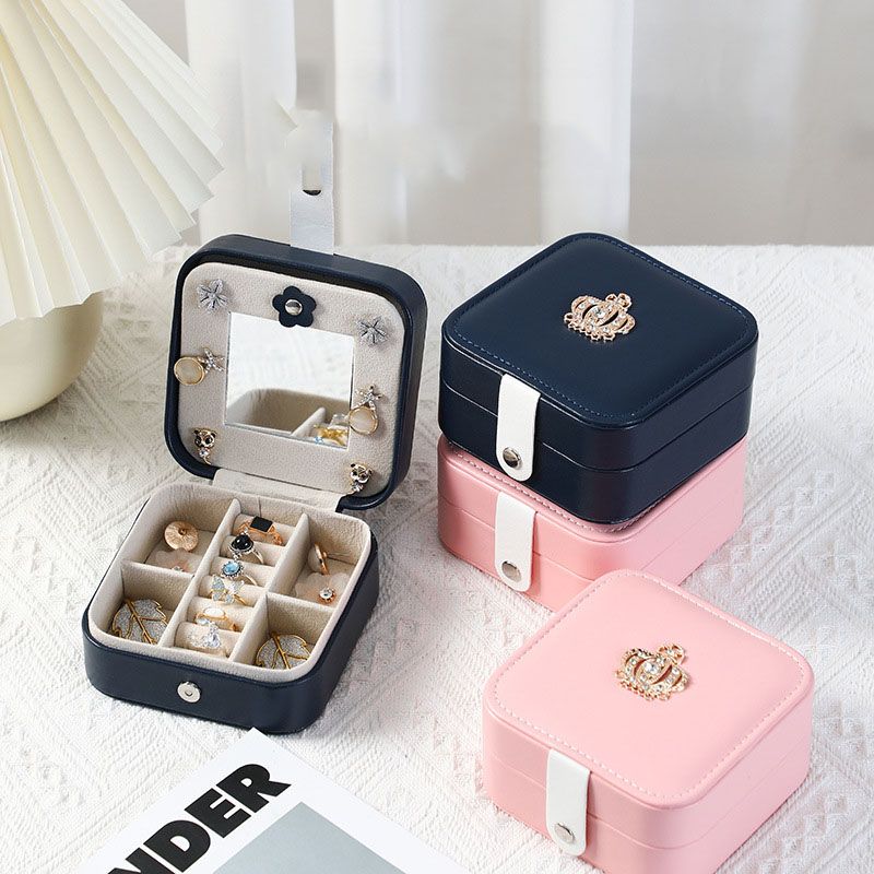 HZ0407 Crown Pu Leather Jewelry Storage Travel Box Gift Box Packing for Jewelry Packaging