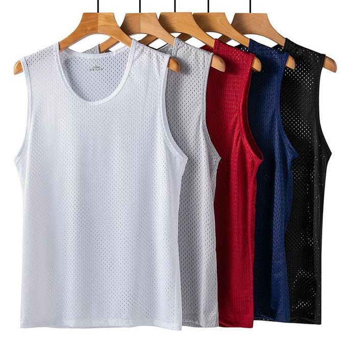 5-piece men's ice silk vest Sleeveless Mesh Leisure comfort Breathable