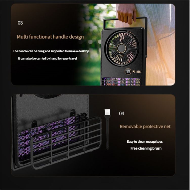 Indoor bedroom air conditioner fan mosquito killer lamp portable outdoor camping fan can be placed or hung two-in-one desktop fan mosquito killer lamp