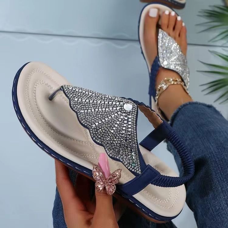 Summer new plus-size women's flat sandals Fashion fan vamp beach sandals 5104