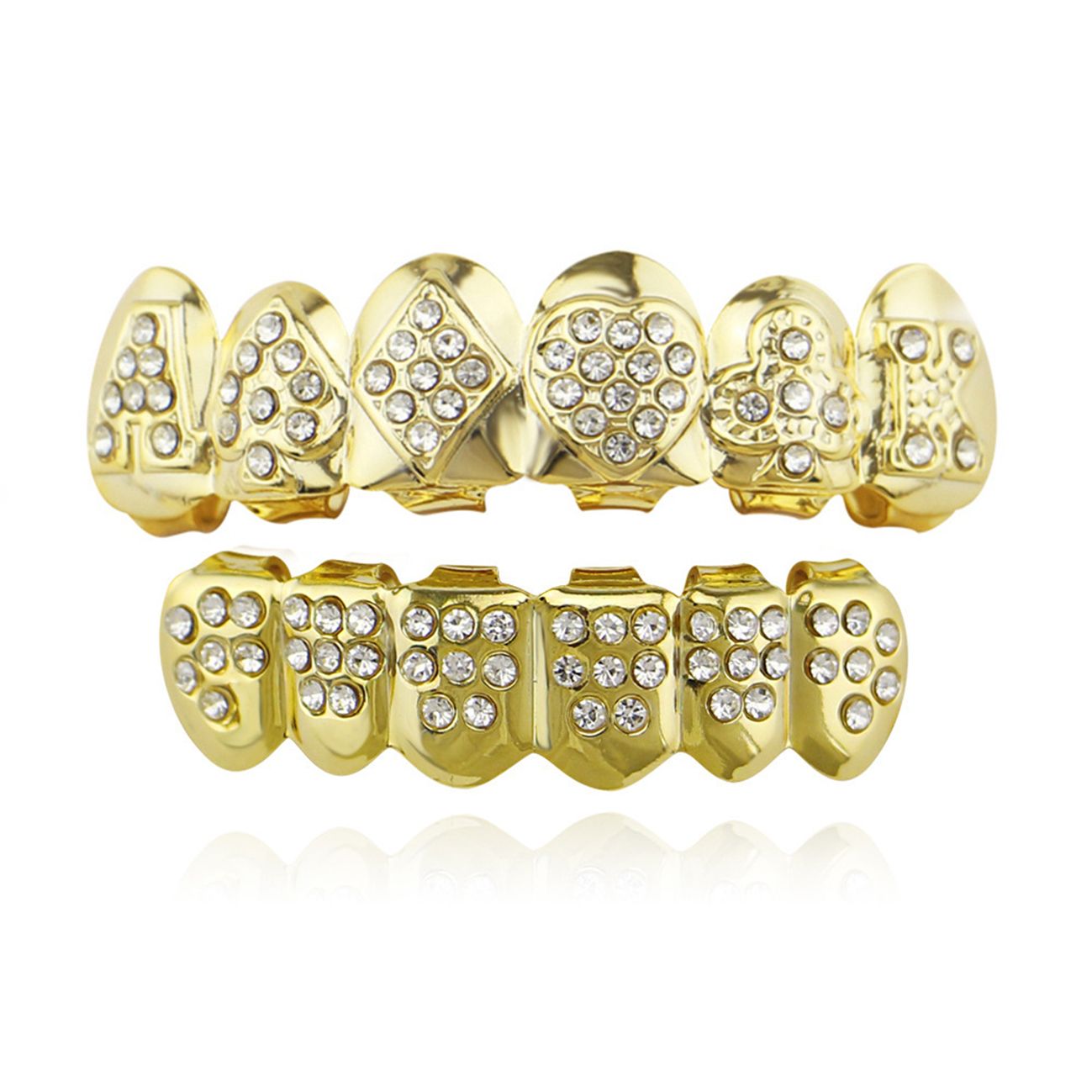Gold/Silver Grillz with Diamond Accents - Hip Hop Fashion Jewelry,gold grillz silver griilz,gold teeth,silver teeth