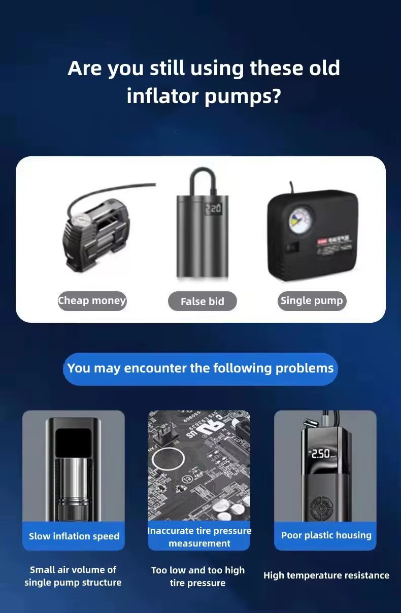 AUNONT 12V Wired with Cigarette Lighter Air Compressor for Car Auto Pump Portable Car Air Pump for Tire Inflation