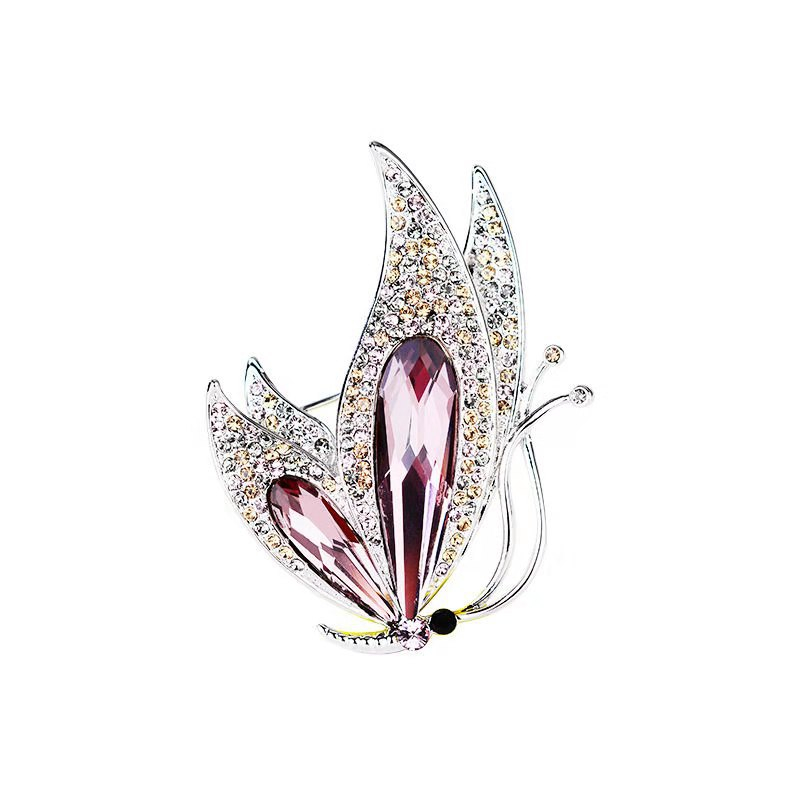 xz_3 butterfly brooch bohemian crystal rhinestone butterfly pin fashion cardigan clip lapel clip shirt clip jewelry ladies and girls wedding valentine's day gift