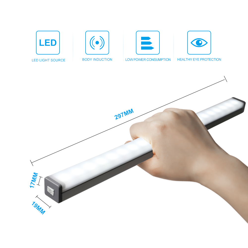 ESL-20 Intelligent LED Human Body Sensor Light Automatic Wireless Night Light Sensor Light Belt Rechargeable Kitchen Cabinet Wardrobe Light