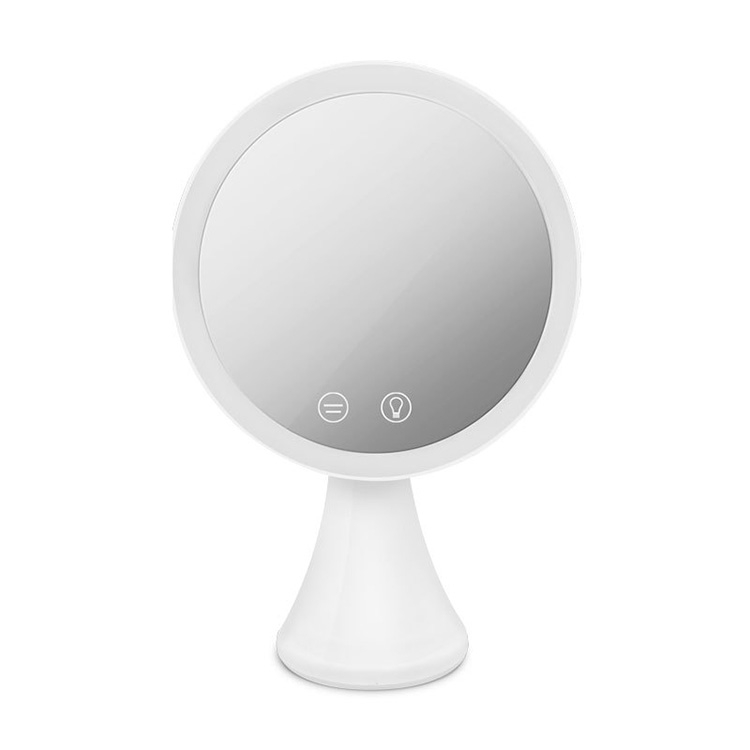 Desktop Makeup Mirror with Lights, 90°Swivel, 3 Colors Adjustable ,USB Plug in for Power