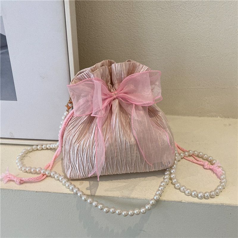 2025 Summer Trendy New Women's Bag, Pearl Pleated Crossbody Bag for Women, Fashion Versatile Single-Shoulder Bag, Korean Niche Texture Ladies' Bag