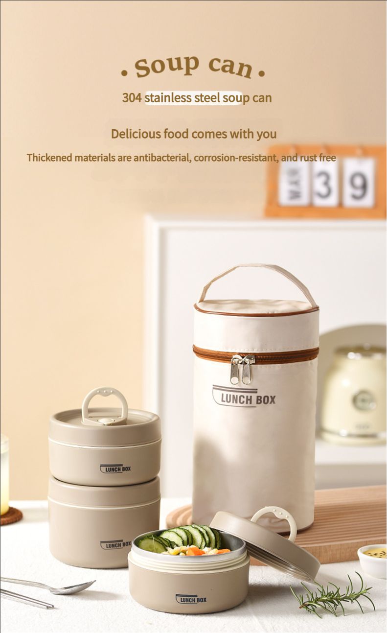 304 stainless steel insulated lunch box sealed and leak-proof portable office worker student single multi-layer mini bowl with lid heating pot lunch box