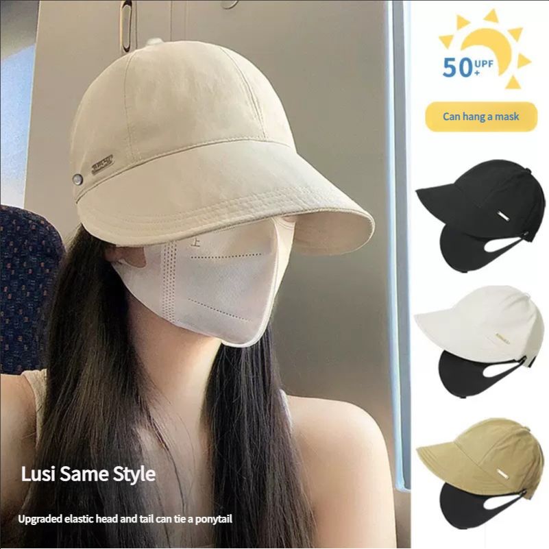 Celebrity style quick-drying sun hat for women with large head circumference and face-covering fisherman hat for spring and summer with UV protection sun hat