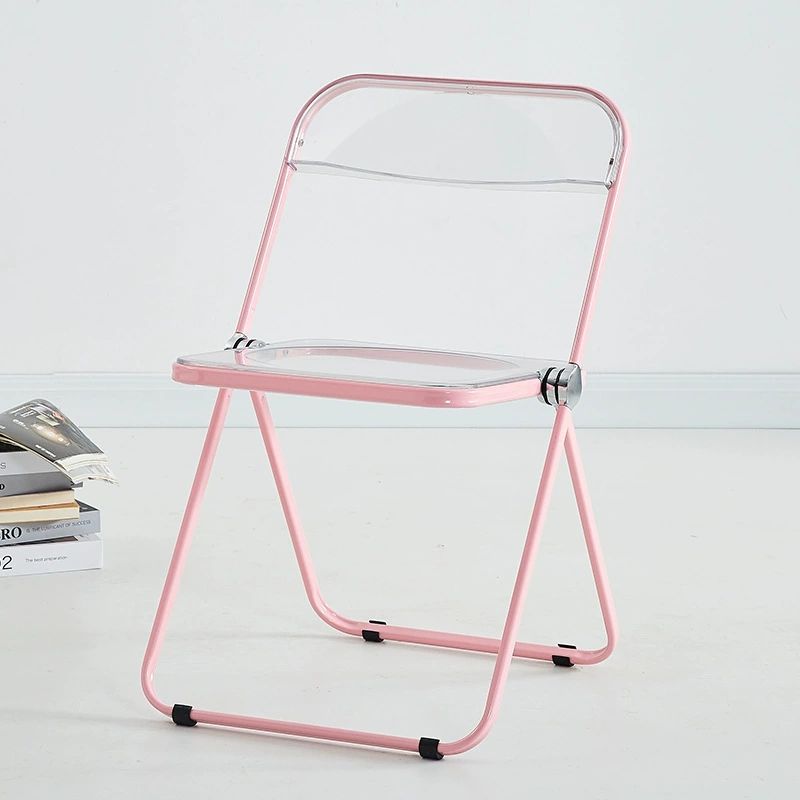 Home transparent folding chair fashionable acrylic crystal chair portable makeup chair ins style internet celebrity photo chair clothing store restaurant chairSpray-pink