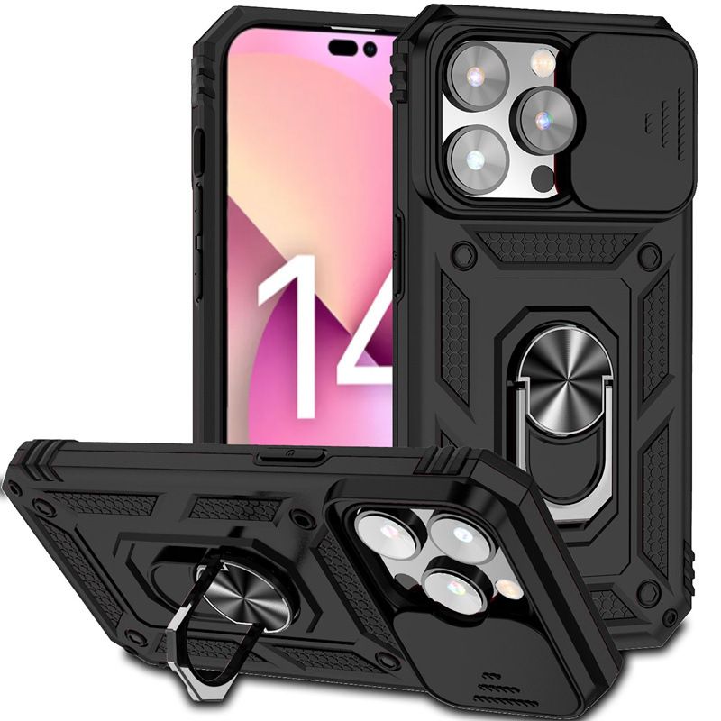 Phone Case Cover Suitable for IPhone 14Pro Soldier Push Window 2-In-1 Anti Drop Phone Case Apple 16 Ring Protective Cover