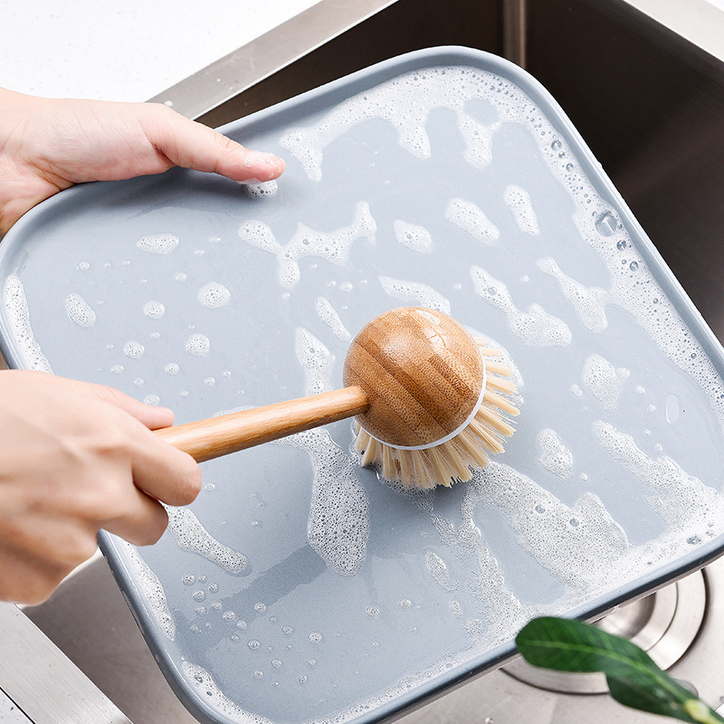 242 Bamboo Handle All-Purpose Scrub Dishwasher Dish Brush Multifunction Kitchen Cleaning Tools Dish Brush with Bamboo Household
