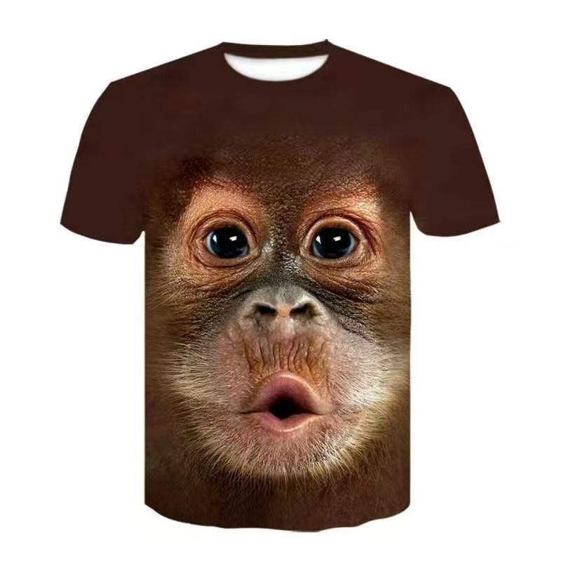 Funny Green Giant Gorilla Print Summer Trend Short Sleeve Set Abstract Student Children's Clothes T-Shirt 2025 New