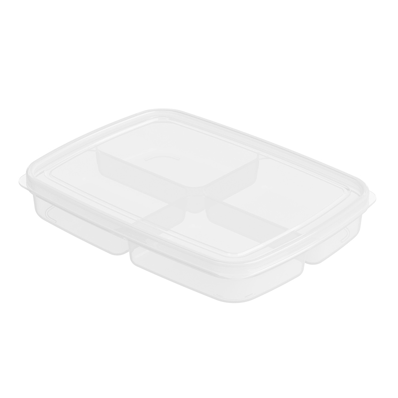 4 Grids Food Preparation Storage Box Compartment Refrigerator Freezer Organizers Sub-Packed Meat Onion Ginger Dishes Crisper
