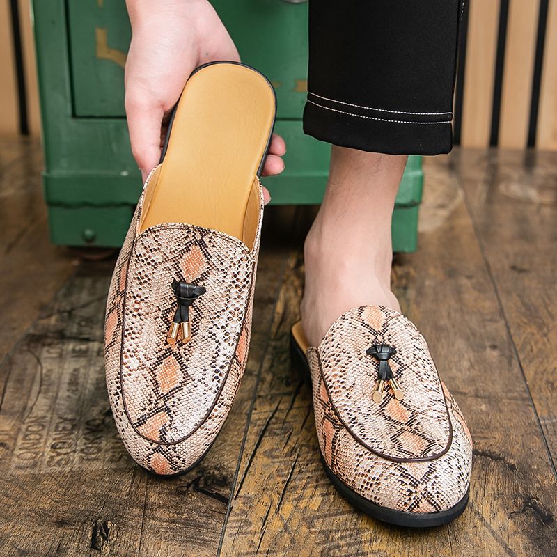 Youth Men Leisure Cool Mules Man Summer Slippers Fashion Casual Leather Loafers Flats Shoes Pu Breathable Slip On Footwears For